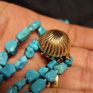 14k Vintage Turquoise Nuggets and Gold Beaded Necklace